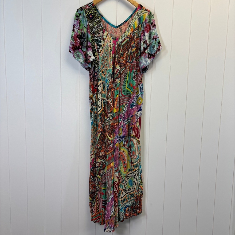 Unbranded Boho Maxi Kaftan Dress Women Size XL Festival Hippie Patchwork Print - Picture 1 of 8